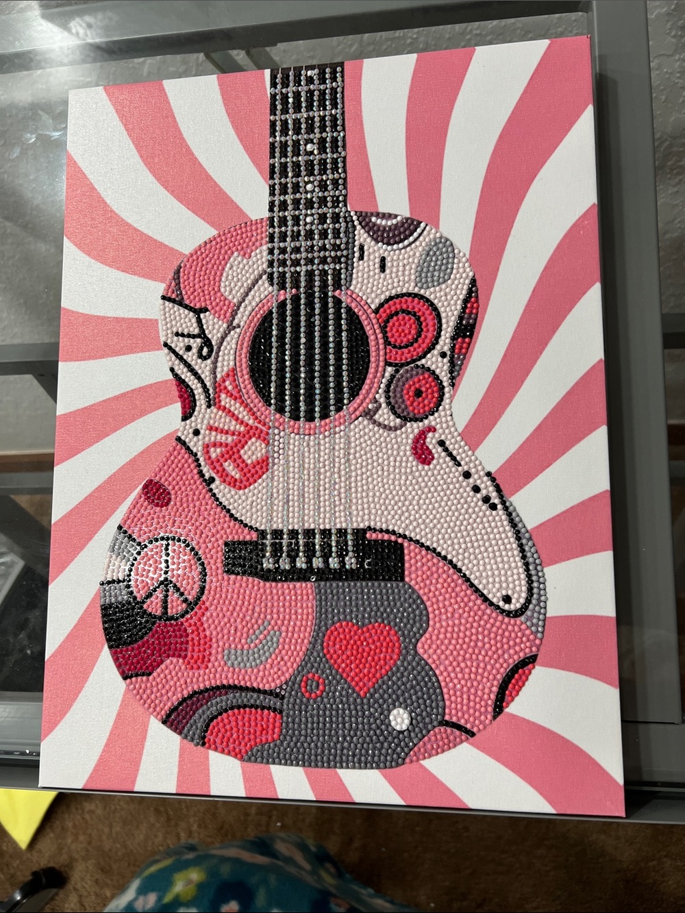 Pink Guitar Pop Art Wall Print - Bright Pink Home Art